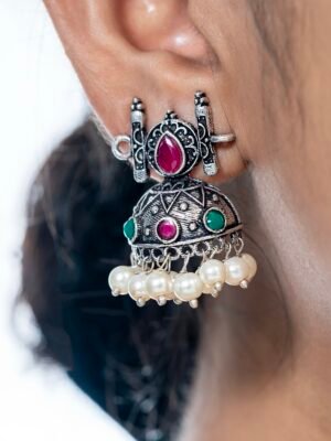 South Indian Oxidised Jhumki Necklace Set