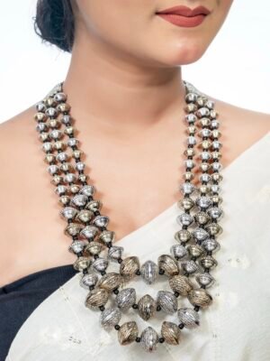 Two Tone Multilayer Bead Necklace