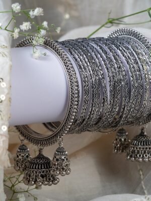 Oxidised Jhumki Bangle Set