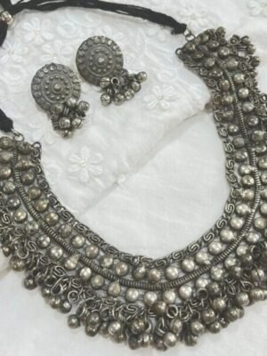 Oxidized Ghungroo Jewelry set