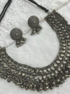 Oxidized Ghungroo Jewelry set