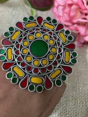 Beautiful Multicolor Afghani Cocktail Big Ring