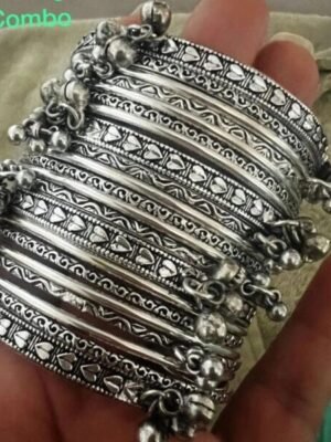 Oxidised Silver Bangle Set for Women