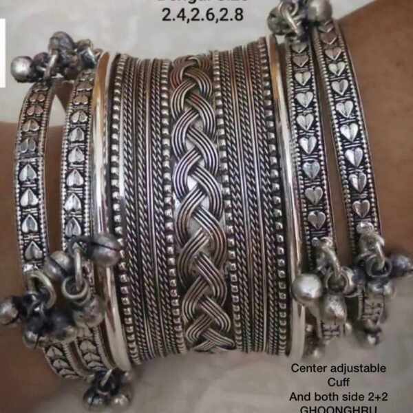 Oxidised Silver Bangle Set for Women