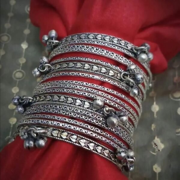 Oxidised Silver Bangle Set for Women