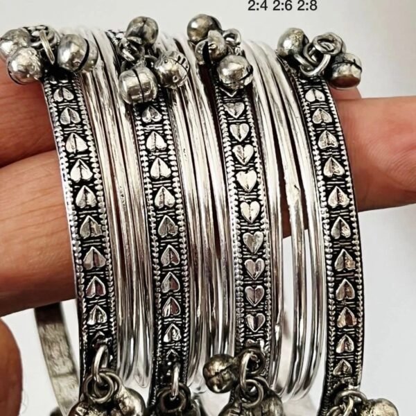 Oxidised Silver Bangle Set for Women