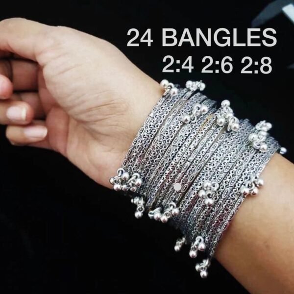 Oxidised Silver Bangle Set for Women