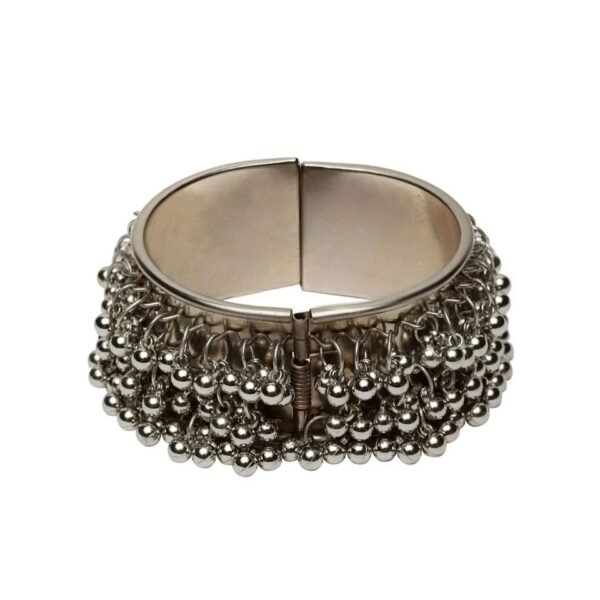 Oxidized Silver-Toned Ghungroo Handcrafted Cuff Bracelet