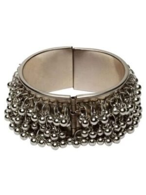 Oxidized Silver-Toned Ghungroo Handcrafted Cuff Bracelet