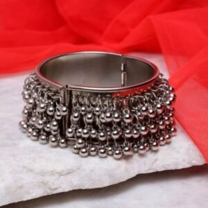 Oxidized Silver-Toned Ghungroo Handcrafted Cuff Bracelet