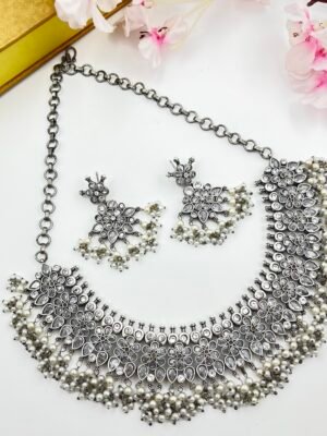 Silver Look Alike Stone Jewellery set
