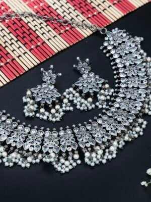 Silver Look Alike Stone Jewellery set