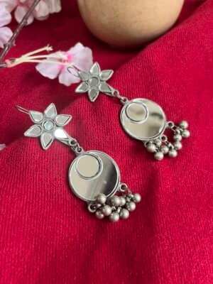Round Mirror Star Earrings