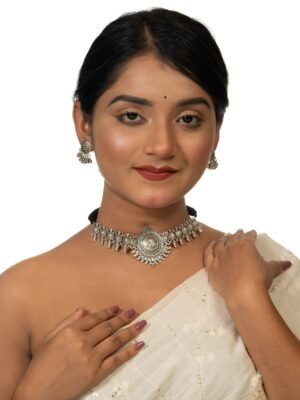 Silver Oxidised Choker set