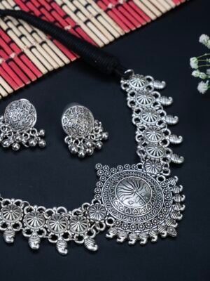 Silver Oxidised Choker set