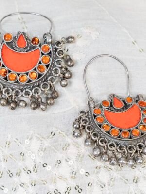 Orange Chandbali Earrings