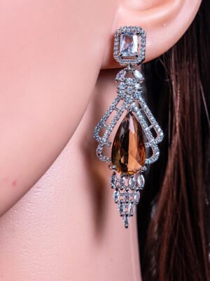 CZ Long Drop Dangle Crystal Earrings