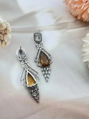 CZ Long Drop Dangle Crystal Earrings