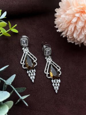 CZ Long Drop Dangle Crystal Earrings