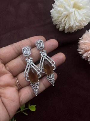 CZ Long Drop Dangle Crystal Earrings