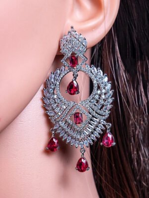 Ruby Red Diamond CZ Earrings