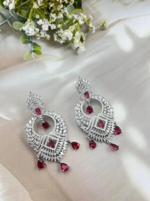 Ruby Red Diamond CZ Earrings