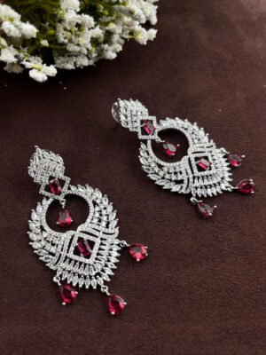 Ruby Red Diamond CZ Earrings