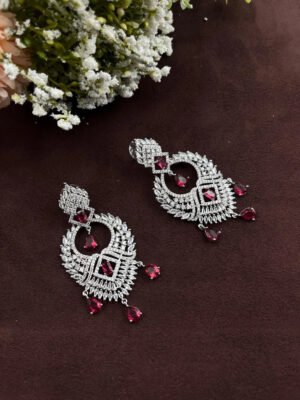 Ruby Red Diamond CZ Earrings