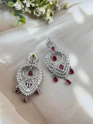 Ruby Red Diamond CZ Earrings