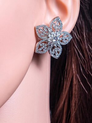 AD Studs CZ Floral Diamond Earrings