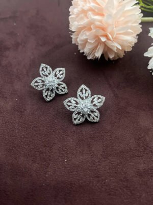 AD Studs CZ Floral Diamond Earrings