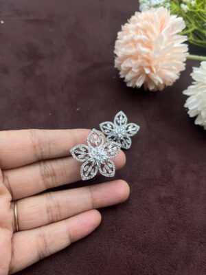 AD Studs CZ Floral Diamond Earrings