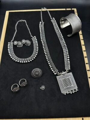 oxidised Navratri jewelry set of 7