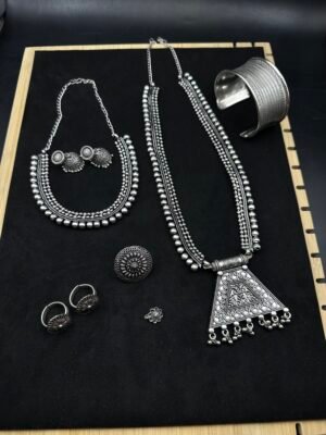 oxidised Navratri jewelry set of 7